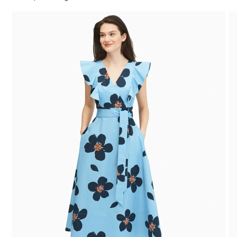 kate spade Light Blue Maxi Dress with Navy Floral Print
